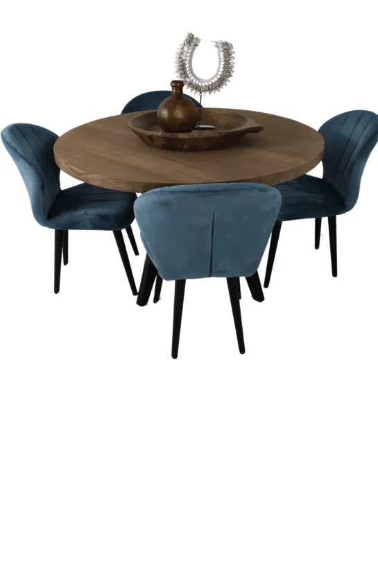 Teak houten ronde eettafel 130 cm met metalen poot