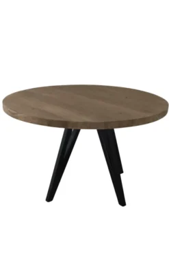 Teak houten ronde eettafel 130 cm met metalen poot