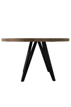 Teak houten ronde eettafel 130 cm met metalen poot
