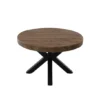 Teakhouten ronde salontafel met metalen spin poot