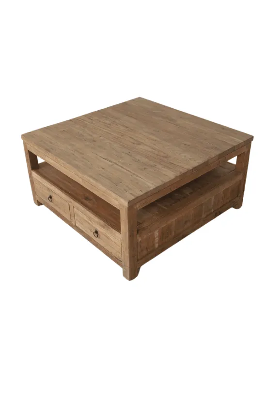 Teakhouten salontafel met lades