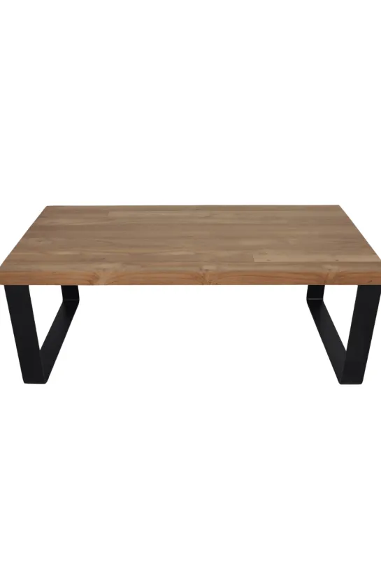 Teak Houten Salontafel met Metalen U-Poten