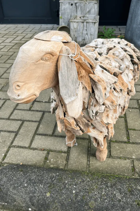 Teak Houten Schaap – Voor Binnen & Buiten