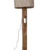 Teakhouten Staande Lamp met Beige Kap