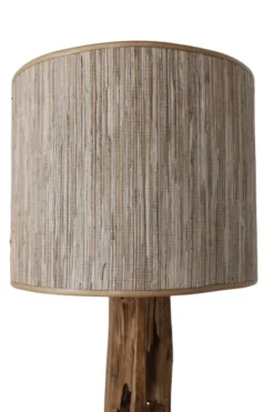 Teakhouten Staande Lamp met Beige Kap