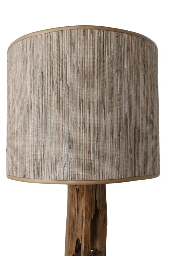 Teakhouten Staande Lamp met Beige Kap