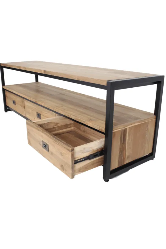 Teakhouten tv meubel industrieel 170