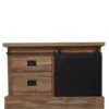 Teak Houten TV-Meubel met Metalen Schuifdeur 90x46x60 cm