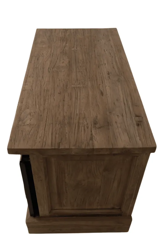Teak Houten TV-Meubel met Metalen Schuifdeur 90x46x60 cm