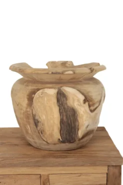 Teak houten vaas