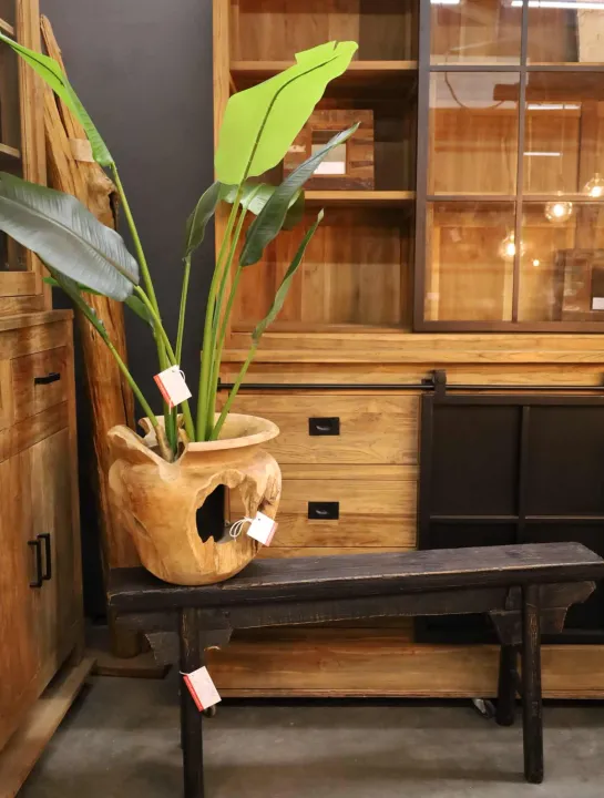 Teak houten vaas