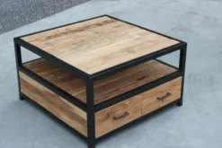 Teakhouten vierkante salontafel met lade