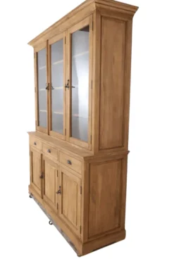 Teak Houten Vitrinekast met 3 Glazen Deuren