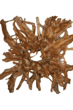 Teakhouten wortel wanddecoratie 200x45x200 cm vierkant