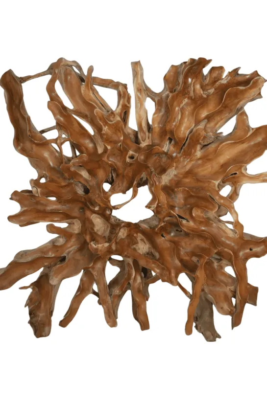 Teakhouten wortel wanddecoratie 200x45x200 cm vierkant