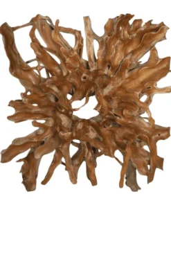 Teakhouten wortel wanddecoratie 200x45x200 cm vierkant