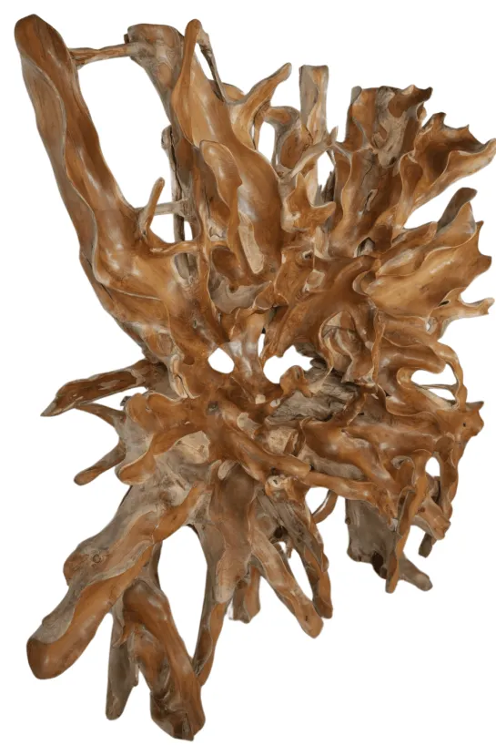 Teakhouten wortel wanddecoratie 200x45x200 cm vierkant