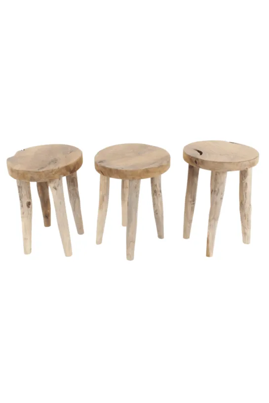 Teak rond krukje