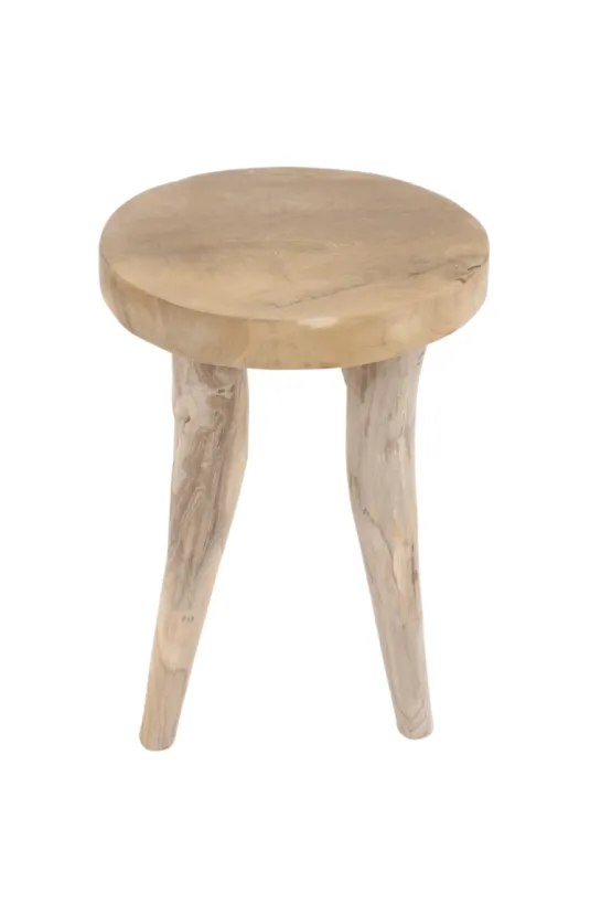 Teak rond krukje