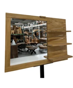 Teak spiegel met plankjes