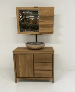 Teak spiegel met plankjes