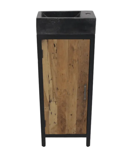 Toiletkastje teak met metaal Erosie