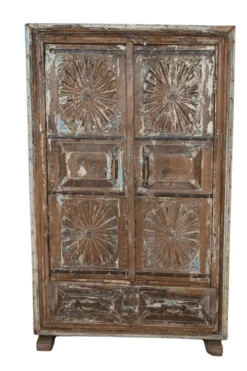 Unieke verweerde Indiase kast – authentiek en stijlvol 90 cm