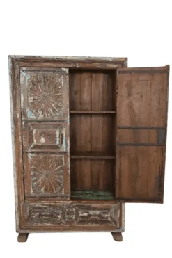 Unieke verweerde Indiase kast – authentiek en stijlvol 90 cm