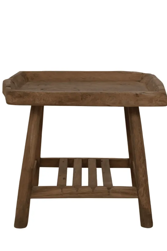 Uniek Teak Houten Bijzettafeltje – 71x50x61 cm