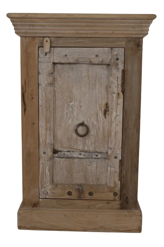 Uniek Wit-Beige Houten Kastje 50 cm