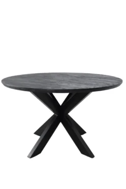Walnoot bruin kleurige ronde eettafel 130 cm