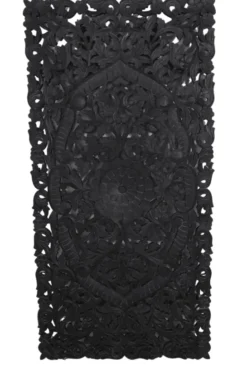 Wanddecoratie houtsnijwerk zwart 150×75 cm