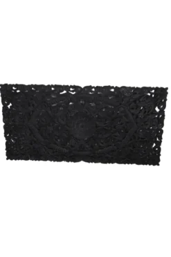 Wanddecoratie houtsnijwerk zwart 150×75 cm