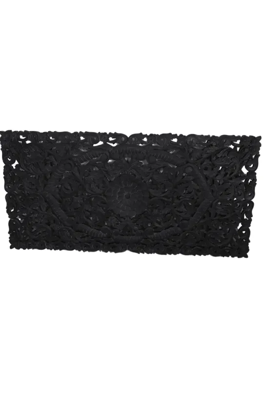 Wanddecoratie houtsnijwerk zwart 150×75 cm