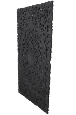Wanddecoratie houtsnijwerk zwart 150×75 cm