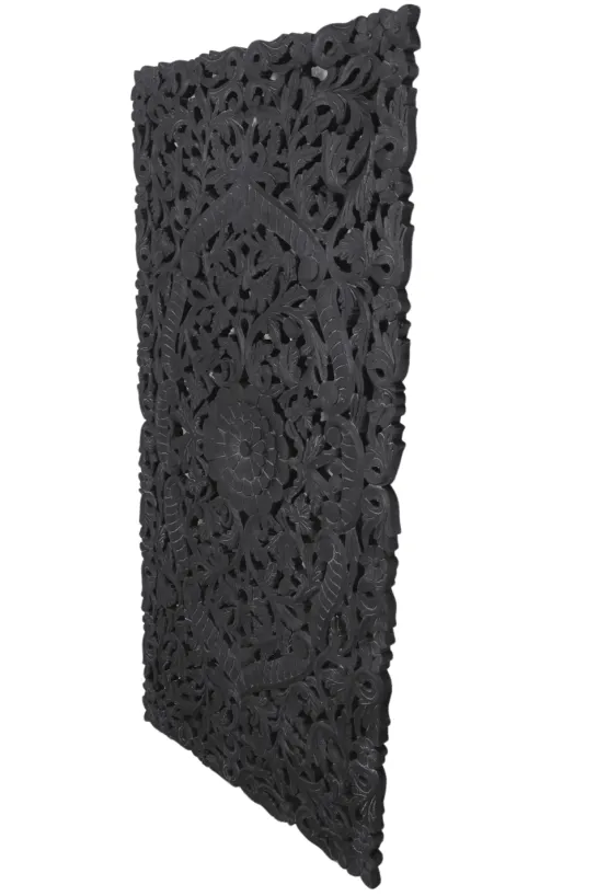 Wanddecoratie houtsnijwerk zwart 150×75 cm