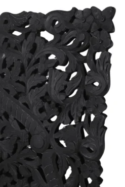 Wanddecoratie houtsnijwerk zwart 150×75 cm