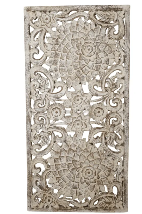 Wanddecoratie Houtsnijwerk Wit-Beige 180×90 cm