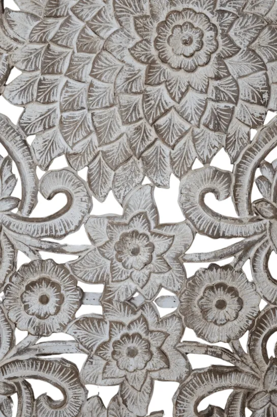 Wanddecoratie Houtsnijwerk Wit-Beige 180×90 cm