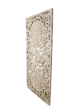 Wanddecoratie Houtsnijwerk Wit-Beige 180×90 cm