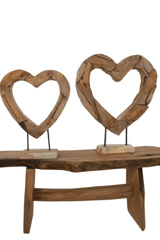 Wortel teak houten hart decoratie