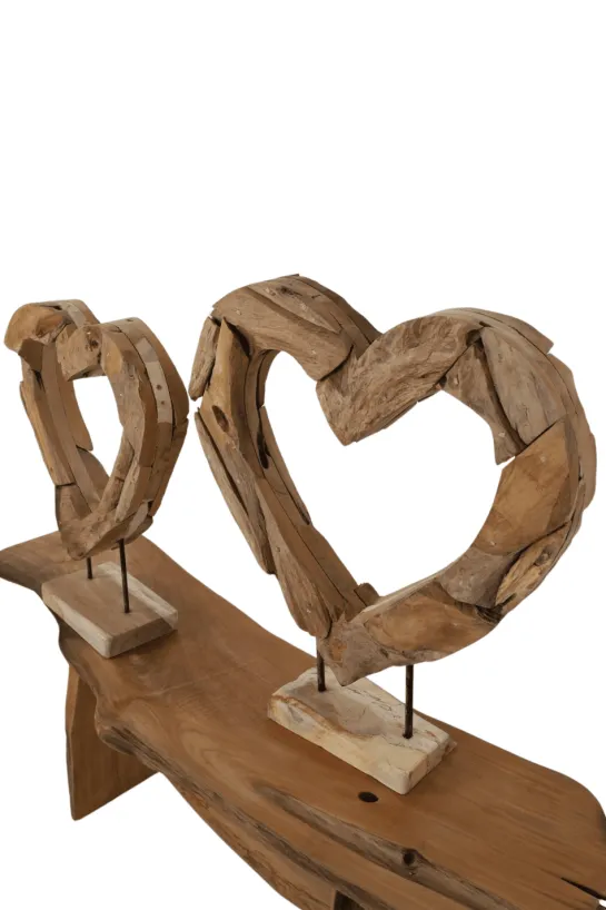 Wortel teak houten hart decoratie