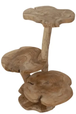 Wortel Teak Houten Kattenpaal / Plantentafel – 3 Plateau’s