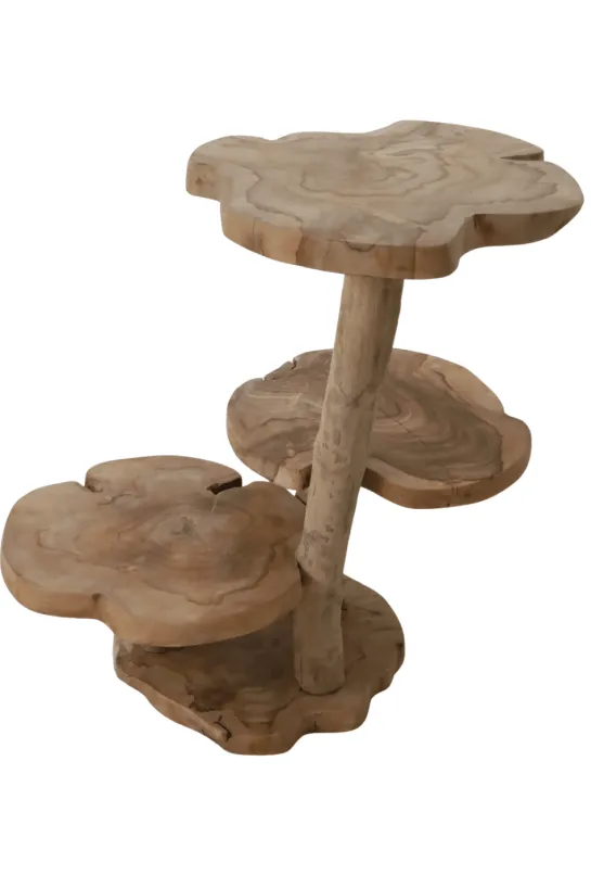 Wortel Teak Houten Kattenpaal / Plantentafel – 3 Plateau’s