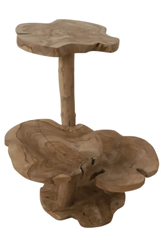 Wortel Teak Houten Kattenpaal / Plantentafel – 3 Plateau’s