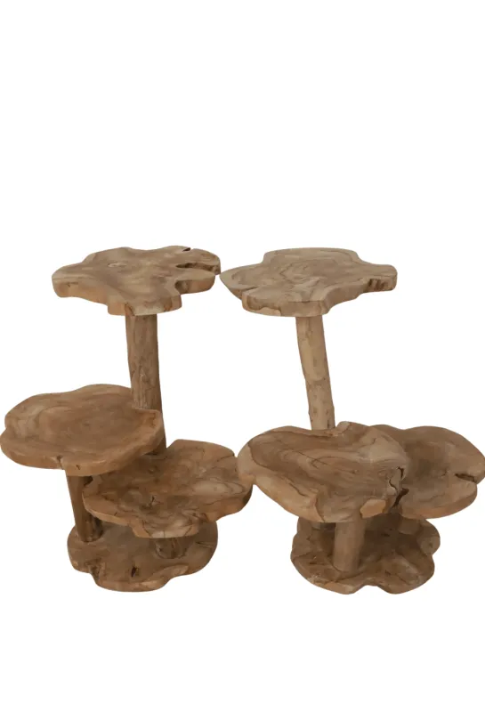 Wortel Teak Houten Kattenpaal / Plantentafel – 3 Plateau’s