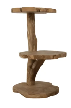 Wortel Teak Houten Kattenpaal / Plantentafel – 2 Plateau’s