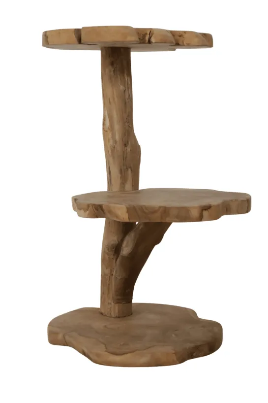 Wortel Teak Houten Kattenpaal / Plantentafel – 2 Plateau’s