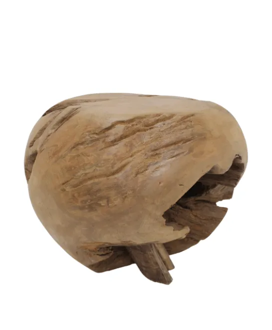 Wortelteak houten poef