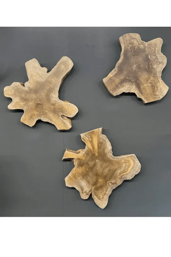 Wortelteak houten schijven